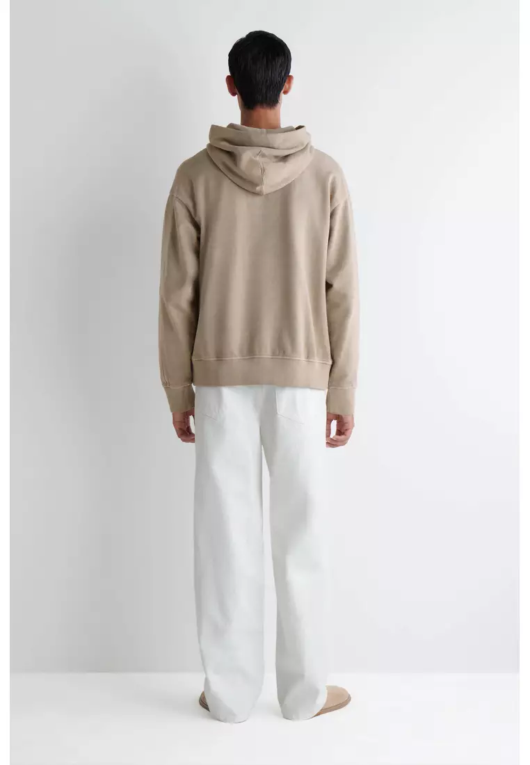 WASHED COTTON-JERSEY HOODIE