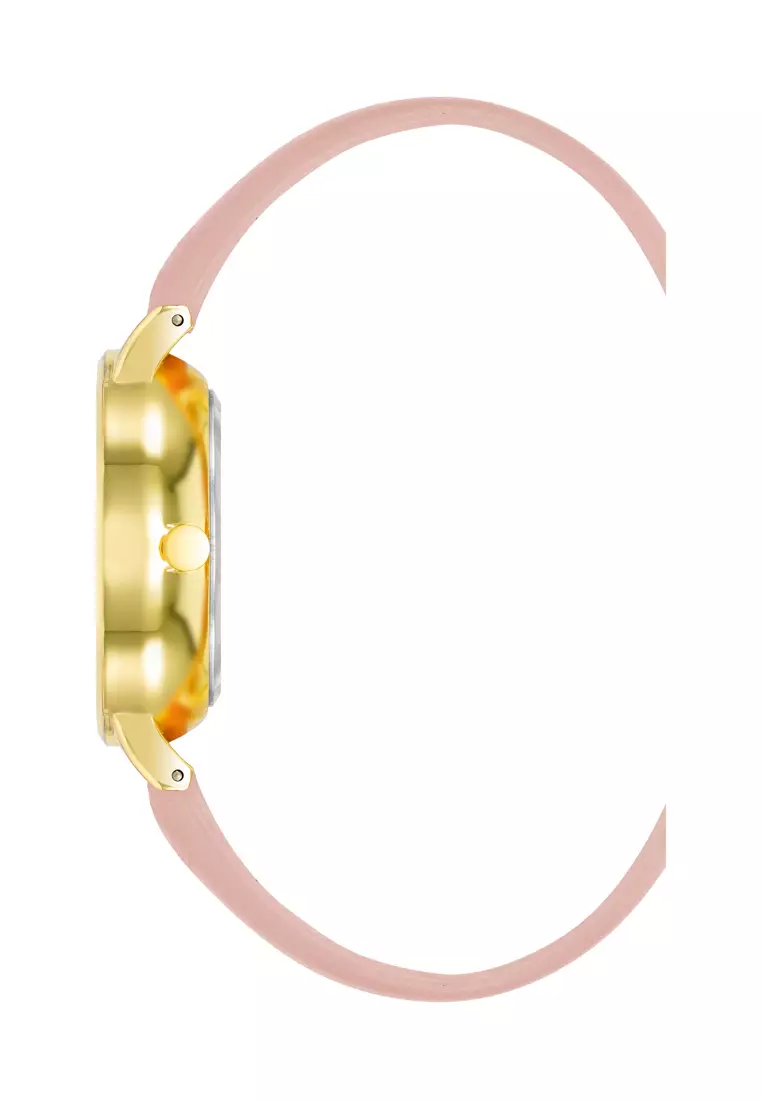 Nine West  NW2920GPPK0000 Gold  Round Watch With Pink Flower Dial