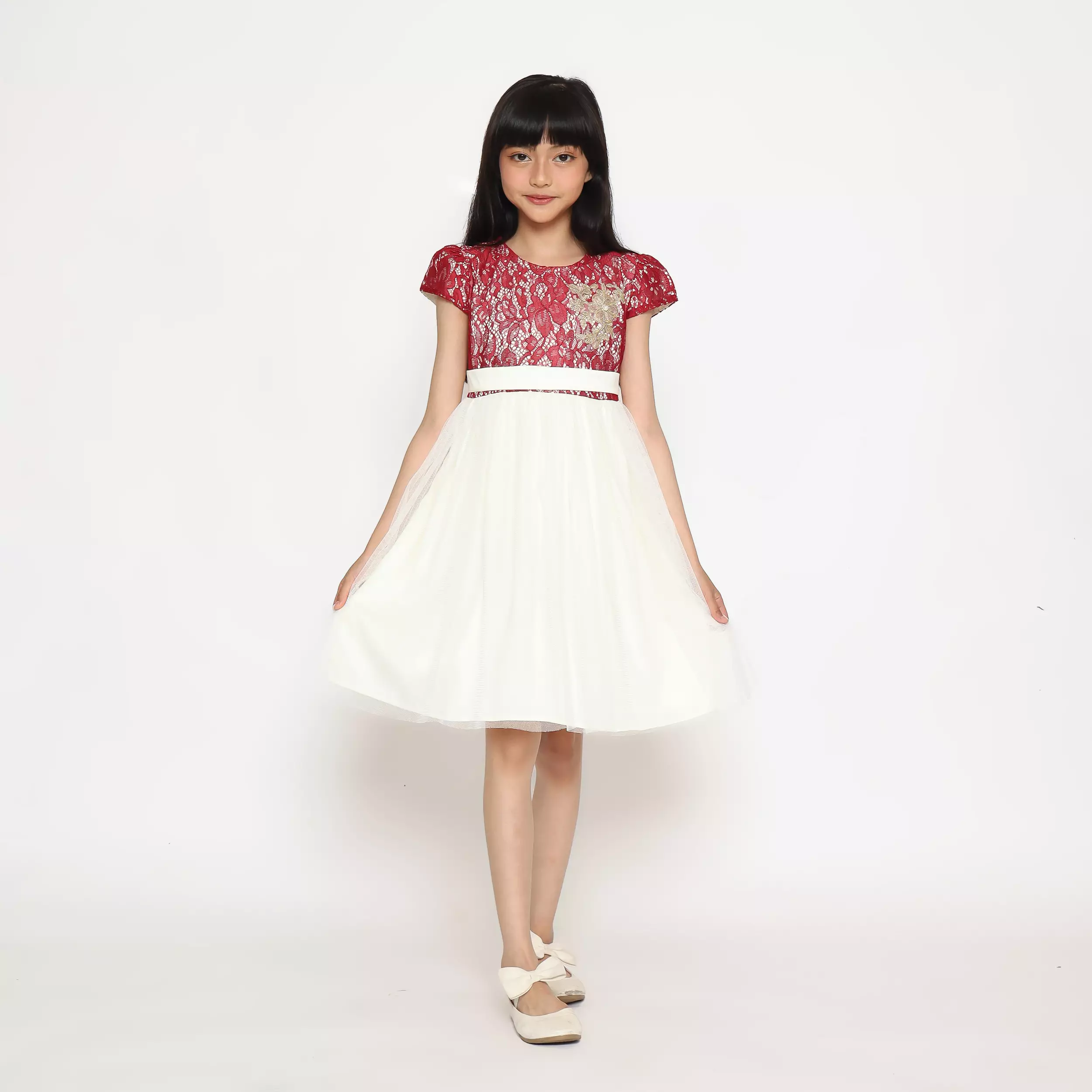 Dress Anak Perempuan Brokat Tile Red - CUTE