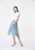 Hopeshow blue Pleated Lace Mesh Midi Skirt 5C597AAEE101EFGS_2