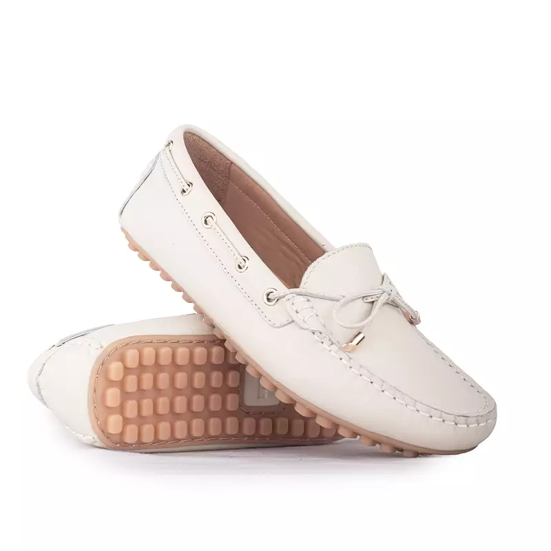Sepatu Casual Wanita Loafer Moccasin Gino Mariani Estelle 3 Bone White