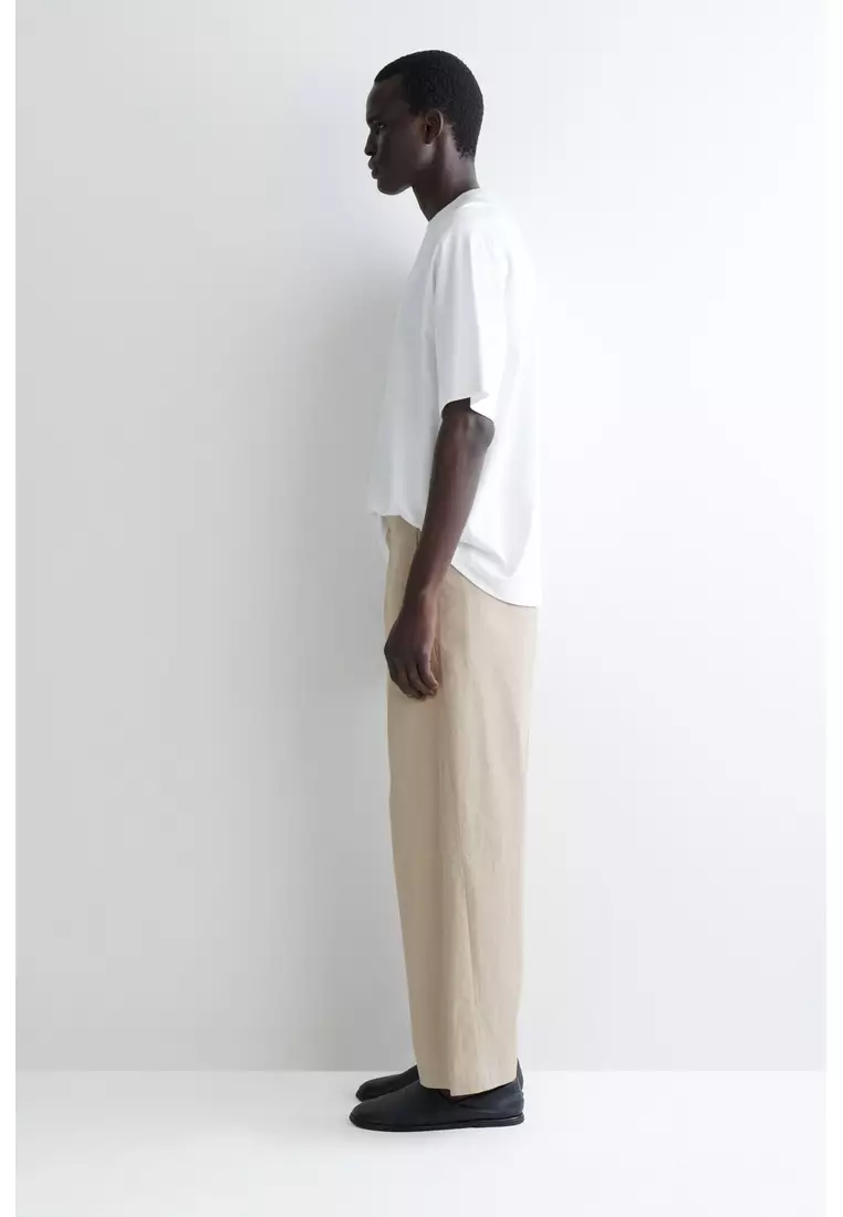 BARREL-LEG COTTON UTILITY  TROUSERS