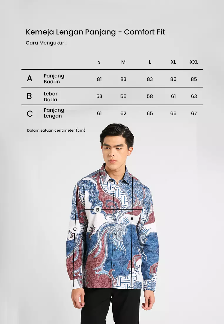 MANZONE - Kemeja Batik Lengan Panjang Puntadewa Comfort Fit - Navy Warna Navy