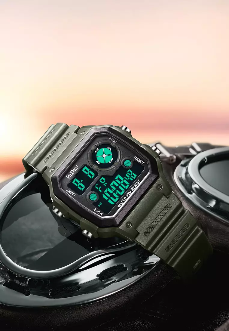 Jam Tangan Pria Digital Pria Square Olahraga Militer Jam Tangan Analog Anti Air Jam Tangan Cowok