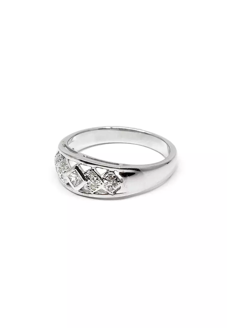 14K White Gold Lady Ring with Diamonds