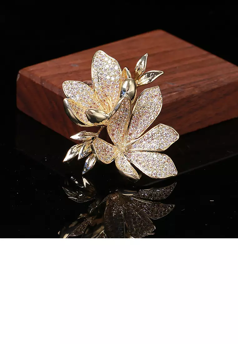 Gold flower cheap brooch pin