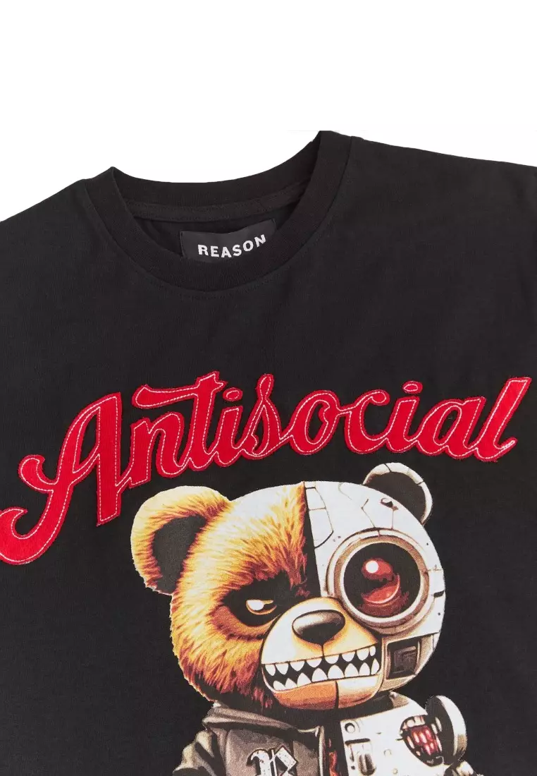 NYC Streetwear - Antisocial Applique Short Sleeves Tee - Black