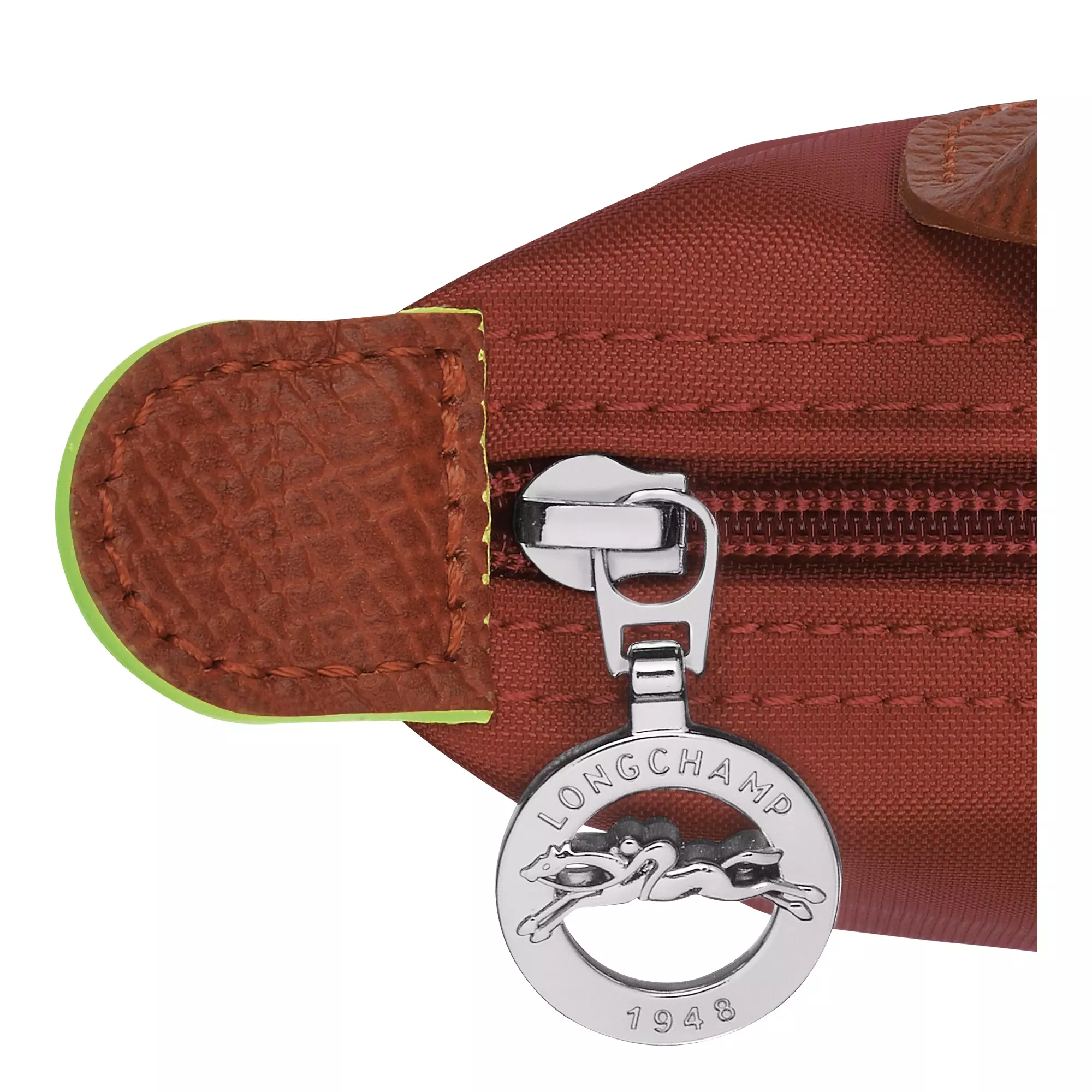 Le Pliage Green Pouch with Handle - Brown Chestnut