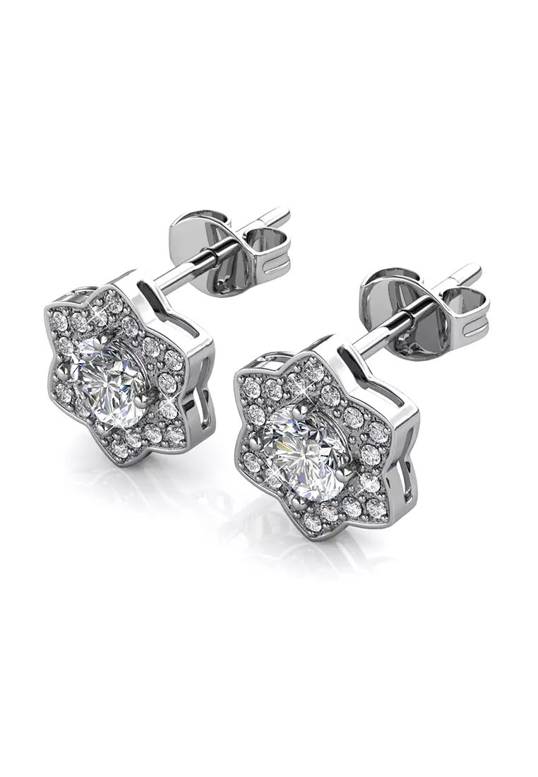 Estella Earring White Gold - Anting Crystal by Her Jewellery