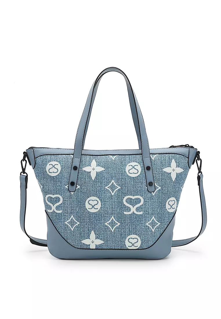 Women's Monogram Tote Bag / Shoulder Bag / Sling Bag / Crossbody Bag (側孭袋 / 單肩包 / 斜孭袋) - 藍色
