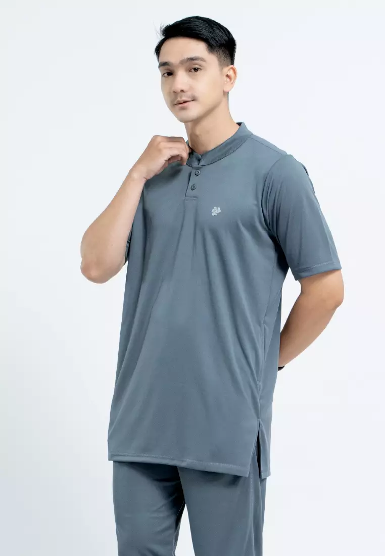 Tiento Naufal Baju Koko 3in1 Kurta Pria Dewasa Muslim Kerah Ciangi Casual Kerja Dry Fit Olahraga Ibadah Salat Lengan Pendek Ramadhan