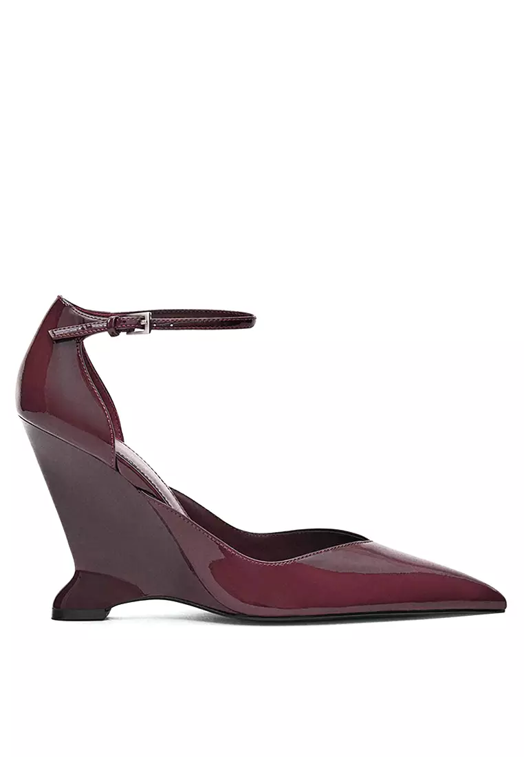 Discount on Mango  shoes - SKU: Curved-Wedge Leather Shoes