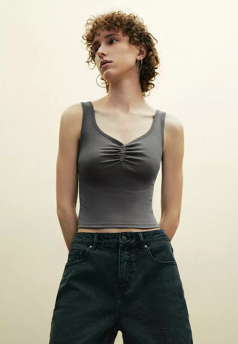 V-Neck Mini Length Tank Tops