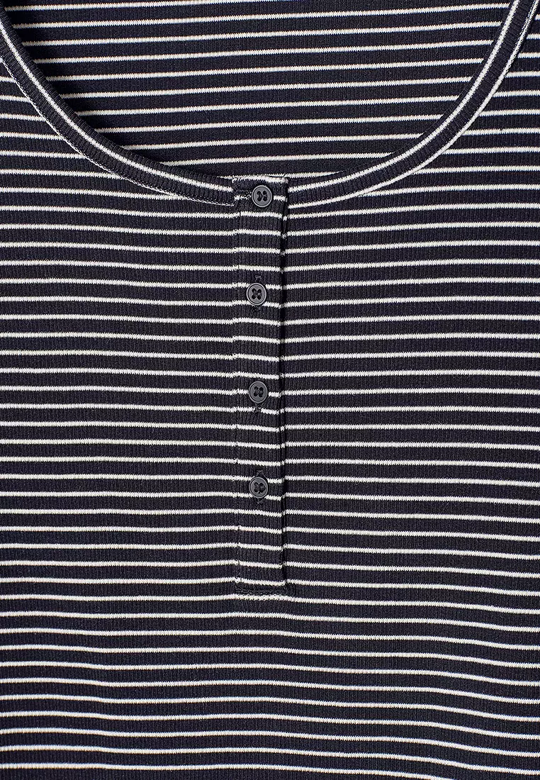 Ribbed Henley T-Shirt