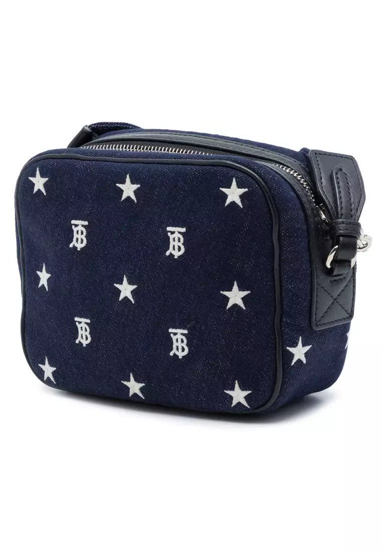 Pre-Loved Burberry Denim Tb Logo Kids Star Camera Bag