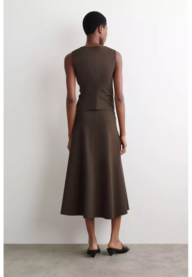 TWIST-DETAIL JERSEY MIDI SKIRT