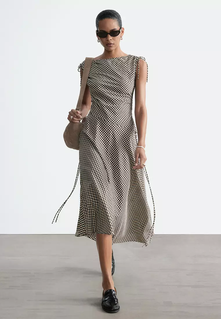 Asymmetric Draped Midi Dress