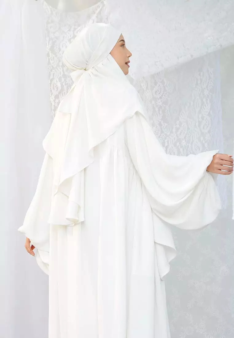 Mida Abaya Khimar Set Broken White (Lozy x Hamidah)