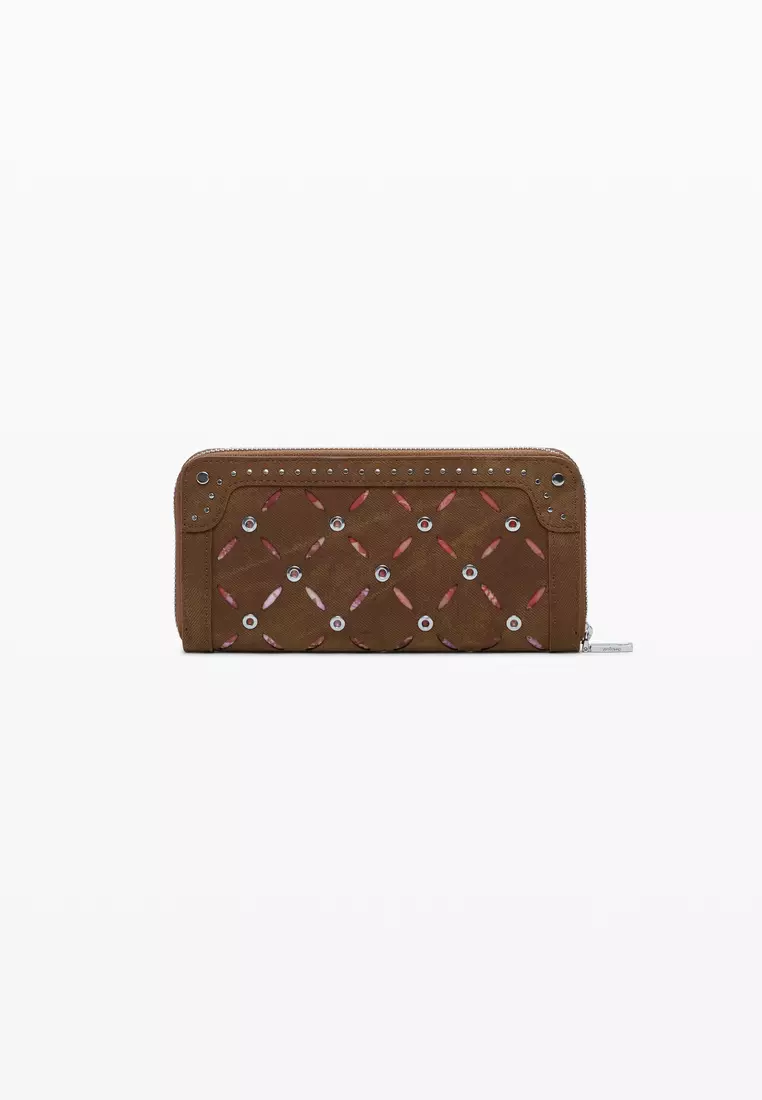 Large perforated studded wallet