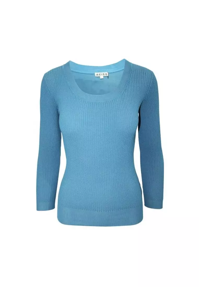 Pre-loved] Sweatshirt in light blue colour, Women's Fashion, Tops