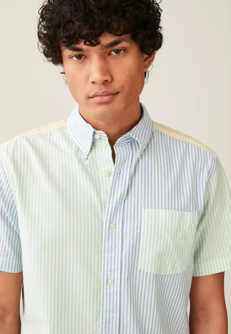 Buy NEXT Short Sleeve Stripe Oxford Shirt Online | ZALORA Malaysia