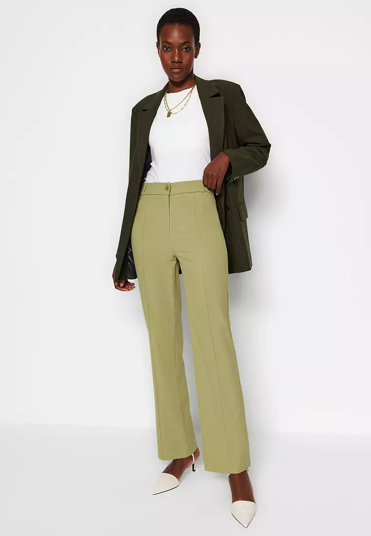 High Waist Straight Cut Trousers