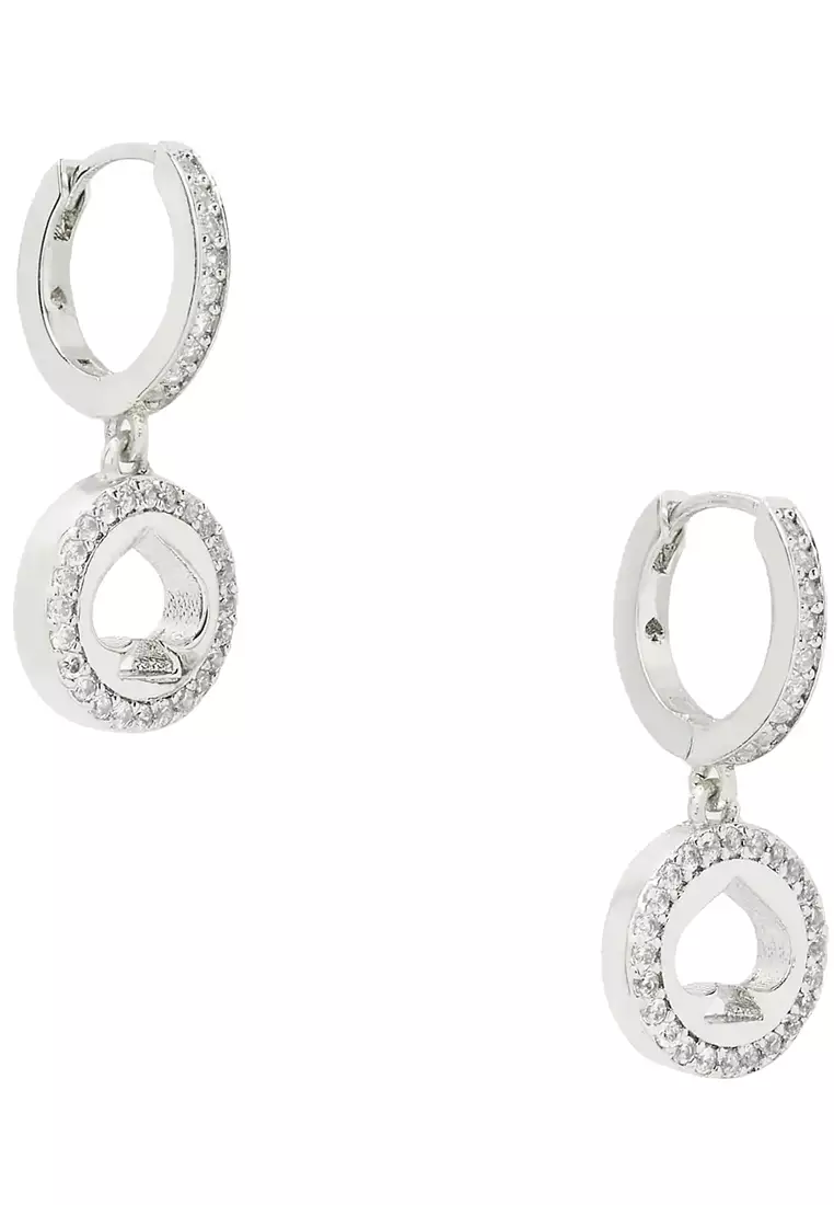 Kate Spade Kate Spade Spot The Spade Pave Huggies Earrings in Clear