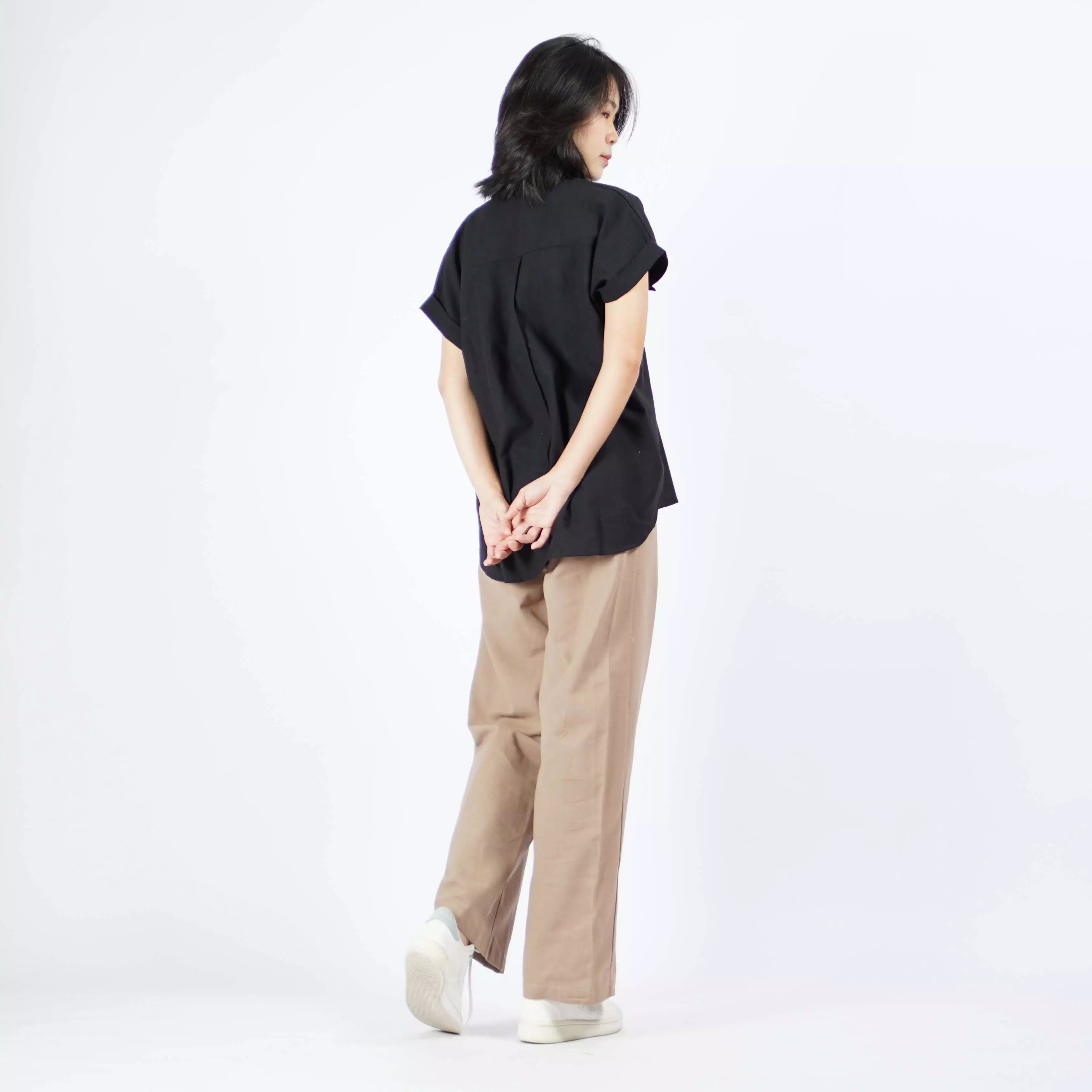  CARMEL Linen Shirt Kemeja Polos Wanita Katun Atasan Wanita - Hitam