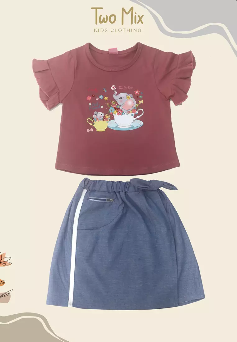 TWO MIX - Setelan Anak Perempuan Lucu Kaos 1-8 Tahun 4240
