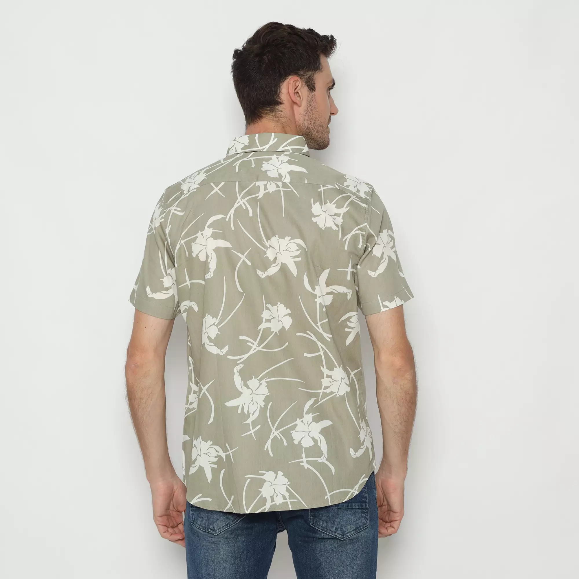 Platini Kemeja Motif Printing Pria Lengan Pendek Katun SAGEGREEN 132258