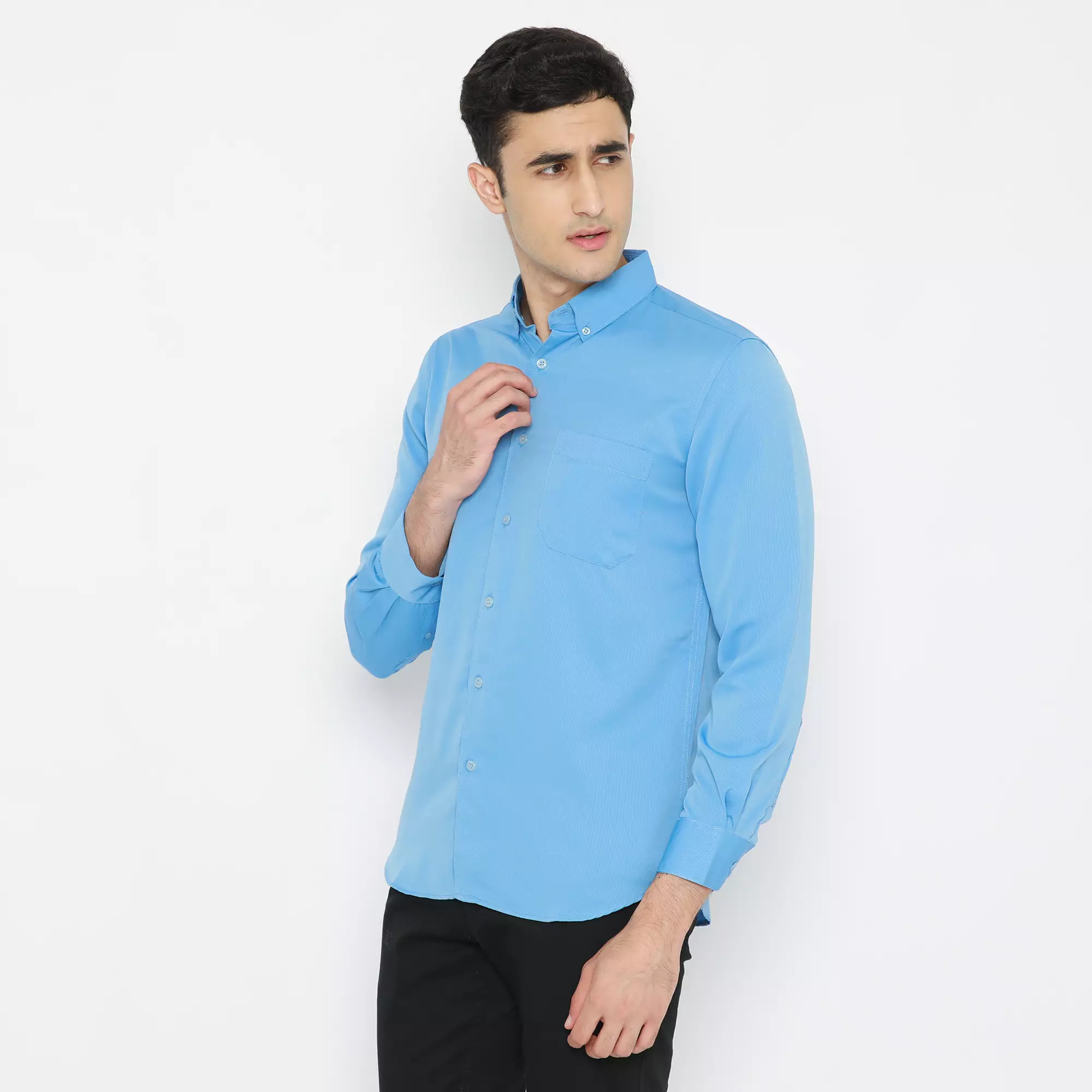 Platini Kemeja Pria Lengan Panjang Polos Polinosic Sky Blue 66105