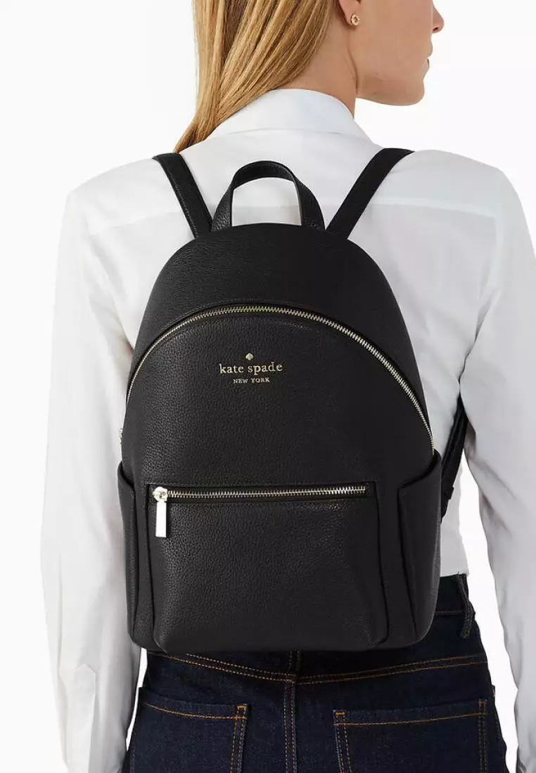 Kate Spade Leila Pebbled Leather Medium Dome Backpack Black