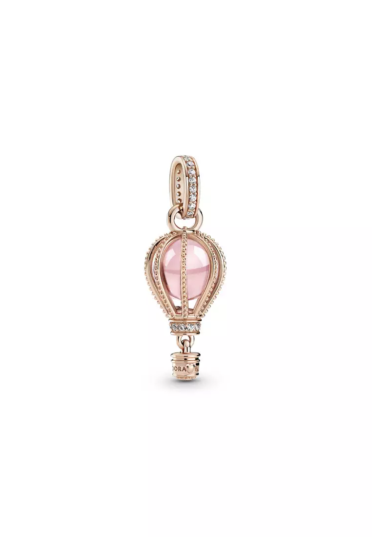 Pandora 14K Rose Gold-Plated Sparkling Pink Hot Air Balloon Dangle Charm