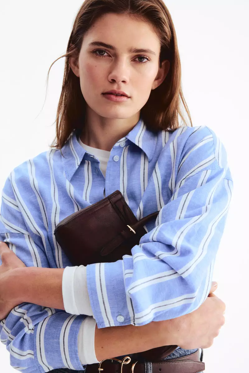 Oversized linen-blend shirt