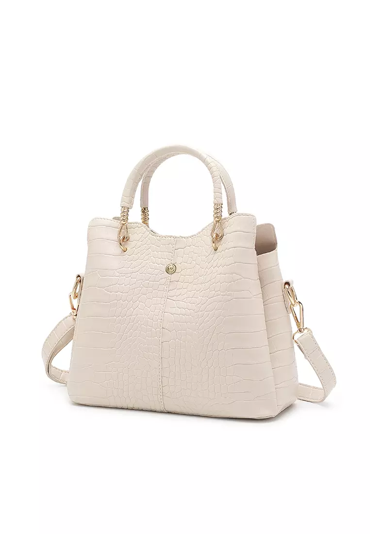 Women's 3-in-1 Handbag with Pouch & Purse - White