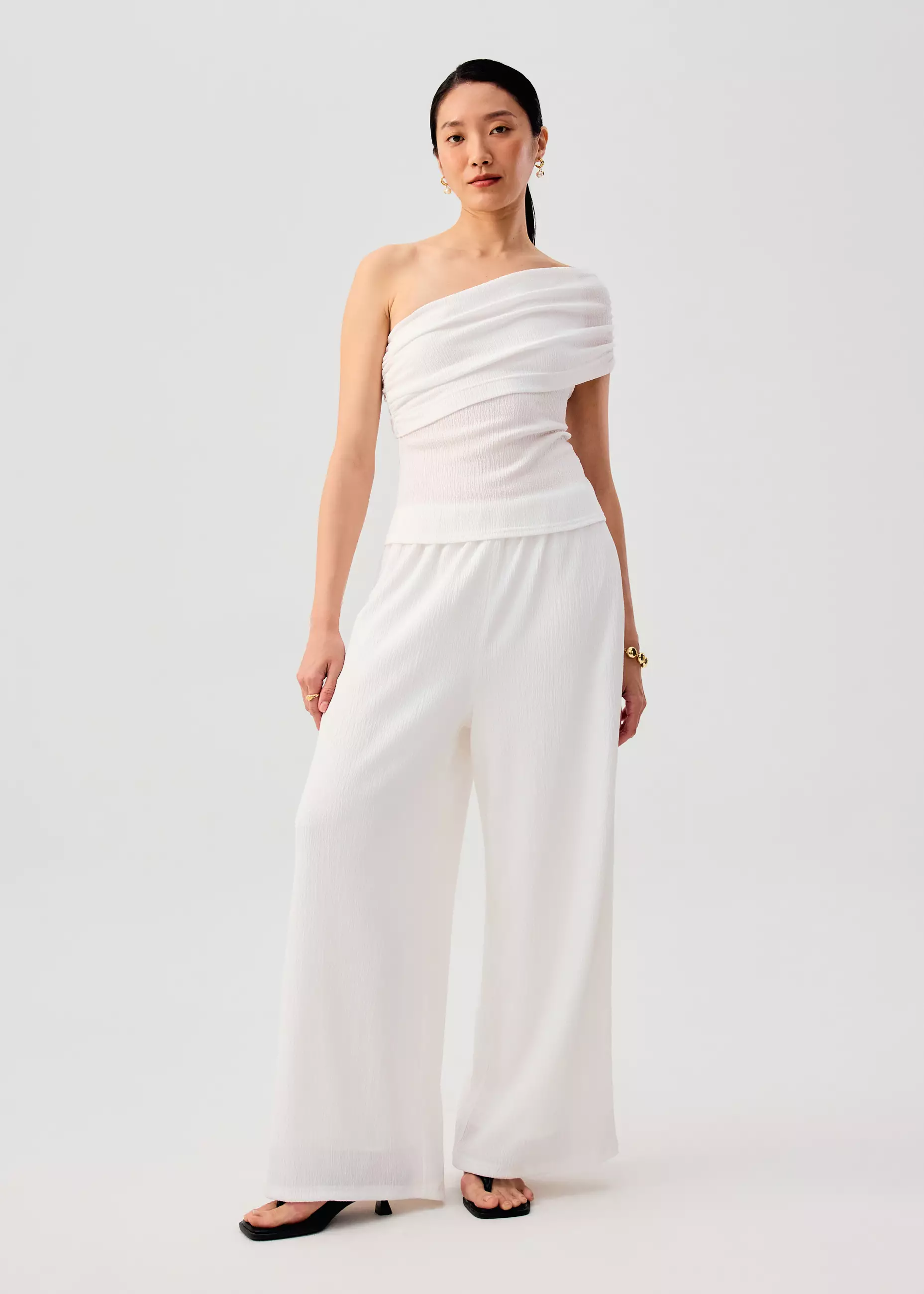 Atasan Wanita - Crinkled Jersey Asymmetric Fitted Top