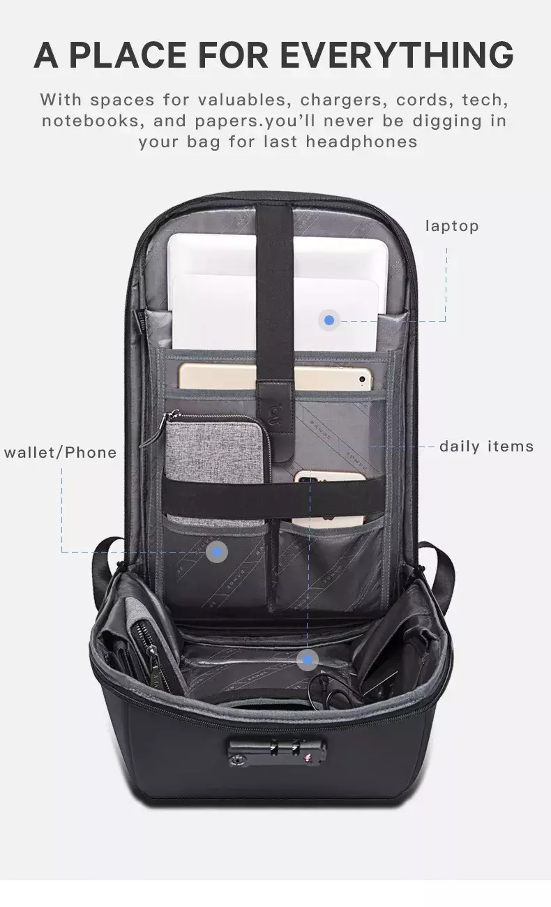 Bange BG7276 Tas Ransel Backpack Laptop Kerja pria 15.6 Inch USB - BLACK