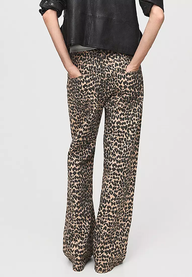 Leopard-Print Straight Jeans
