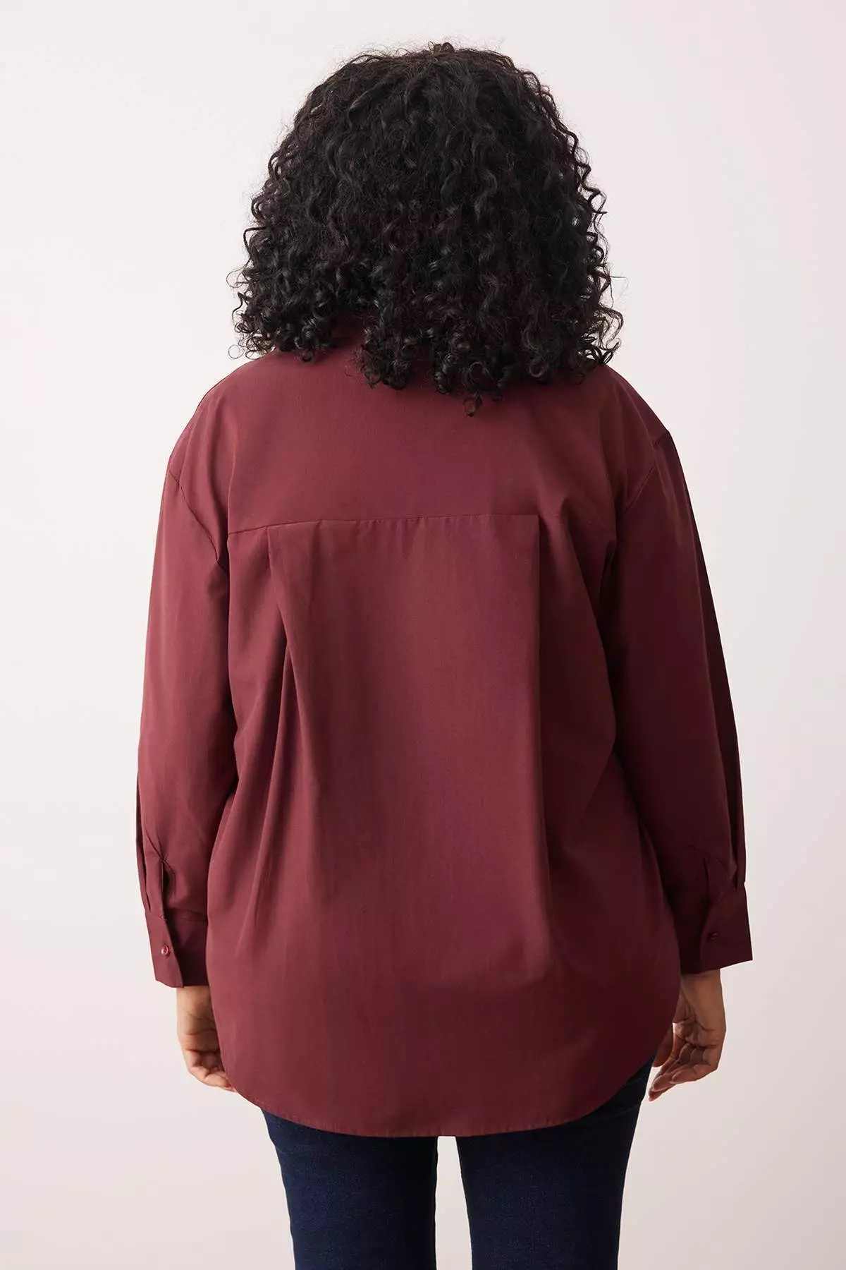 Dark Burgundy Boyfriend Large Size Woven Shirt Tbbss22Go0323