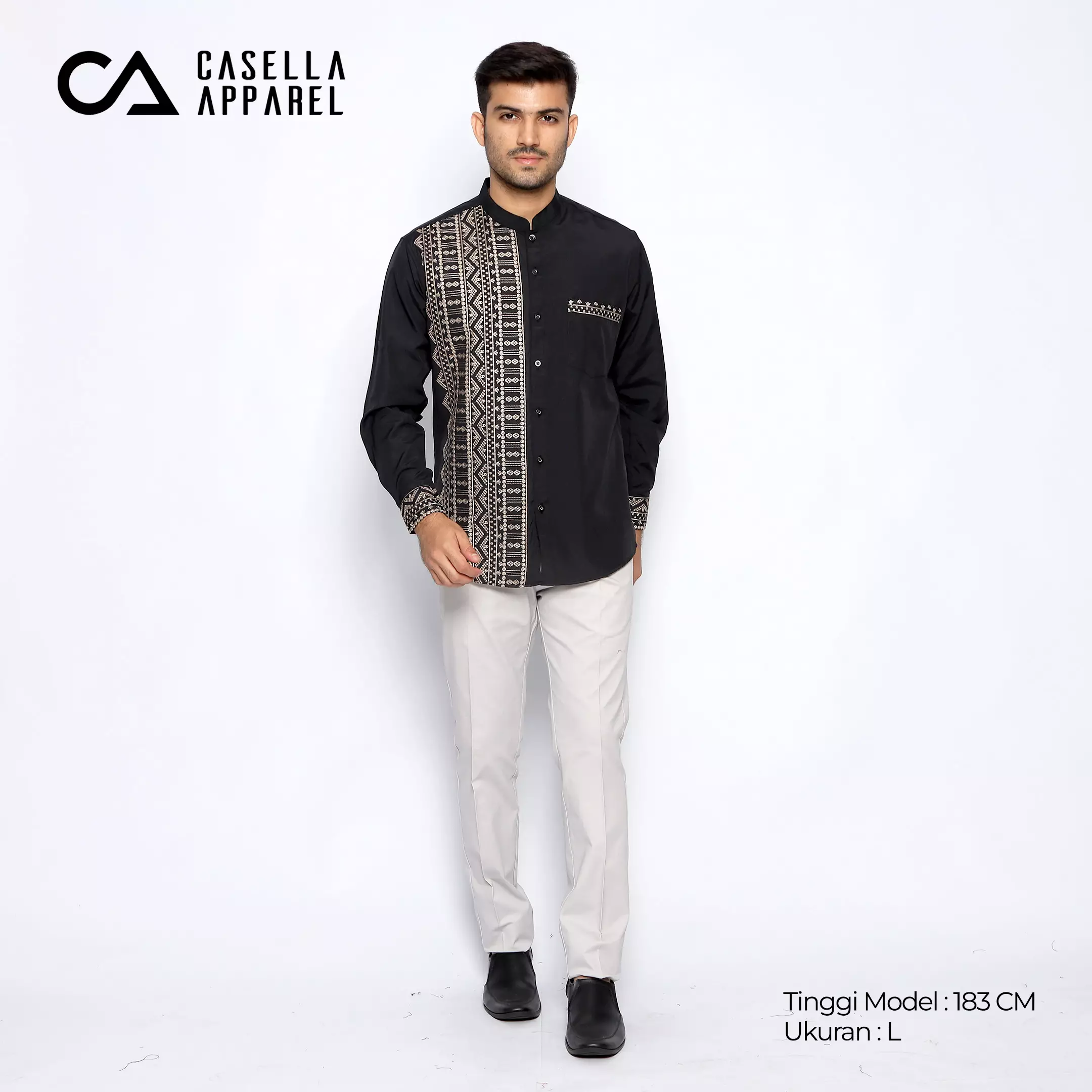 Casella Baju Koko Pria Lengan Panjang Premium Edisi Koko Sultan 9962 Black