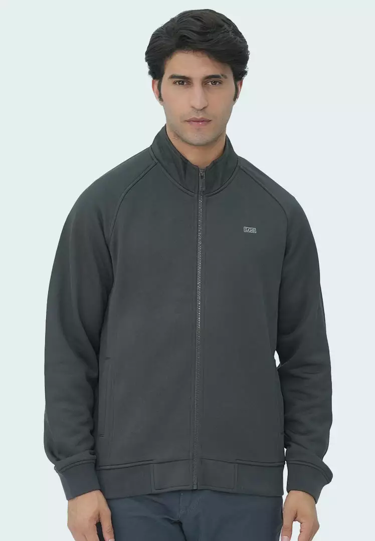 LGS - Jaket Casual - Stand Collar - Full Zipper - Abu - JJK.555.205.002.C