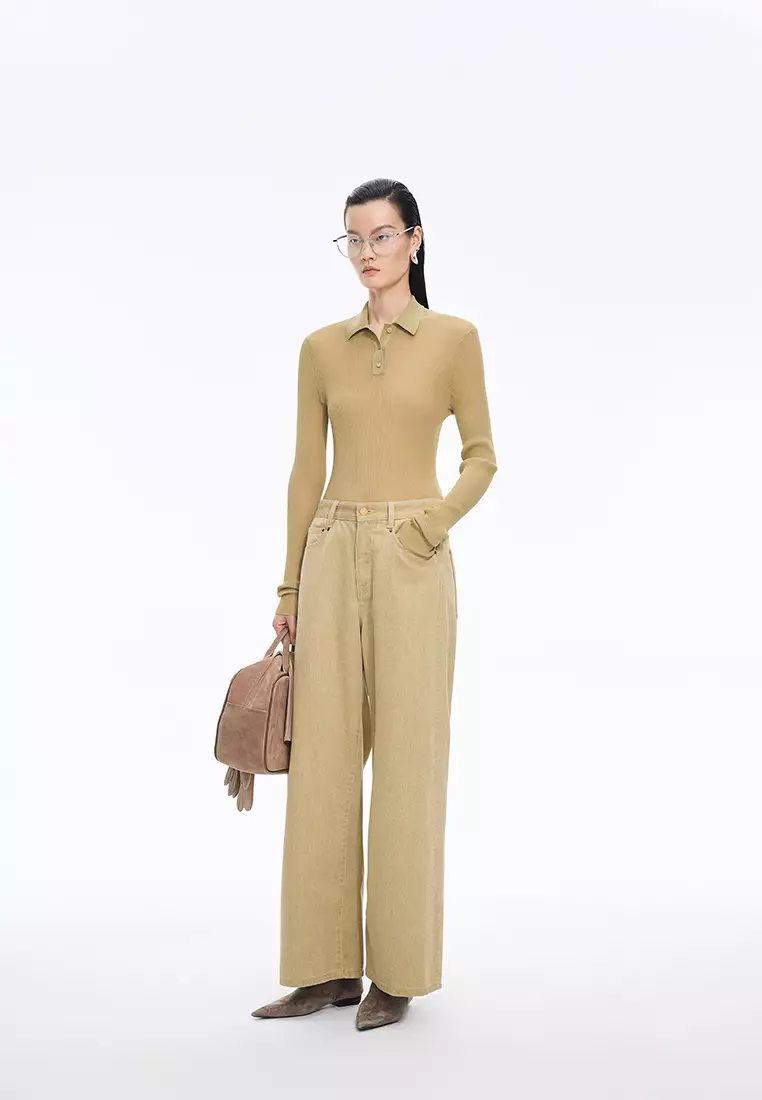 棉修身超薄款長袖套頭針織衫