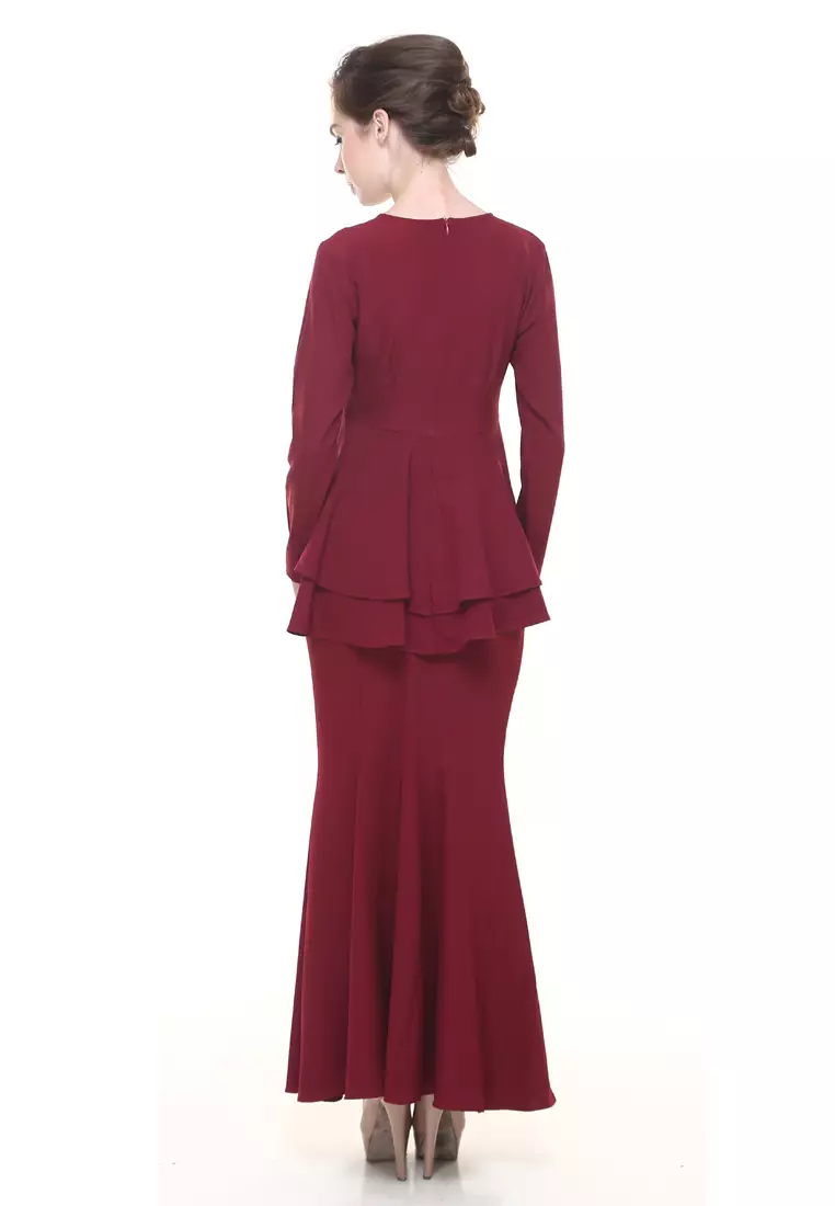 Lora Peplum in Maroon
