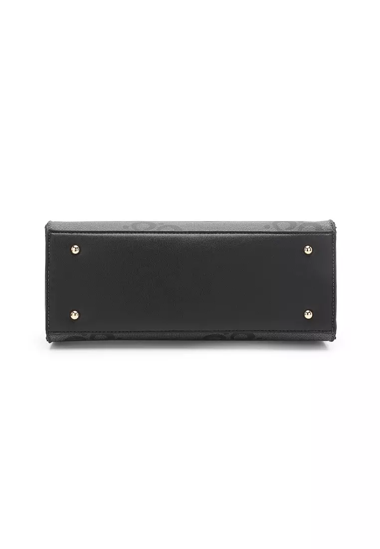 Women's Monogram Top Handle Bag / Sling Bag / Crossbody Bag - Black