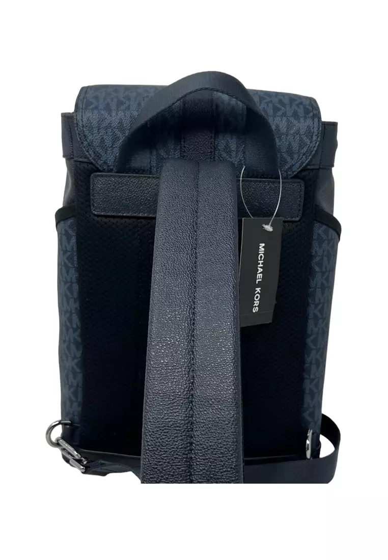 Michael Kors Admiral Blue PVC Monogram Cross Body Box Bag Medium