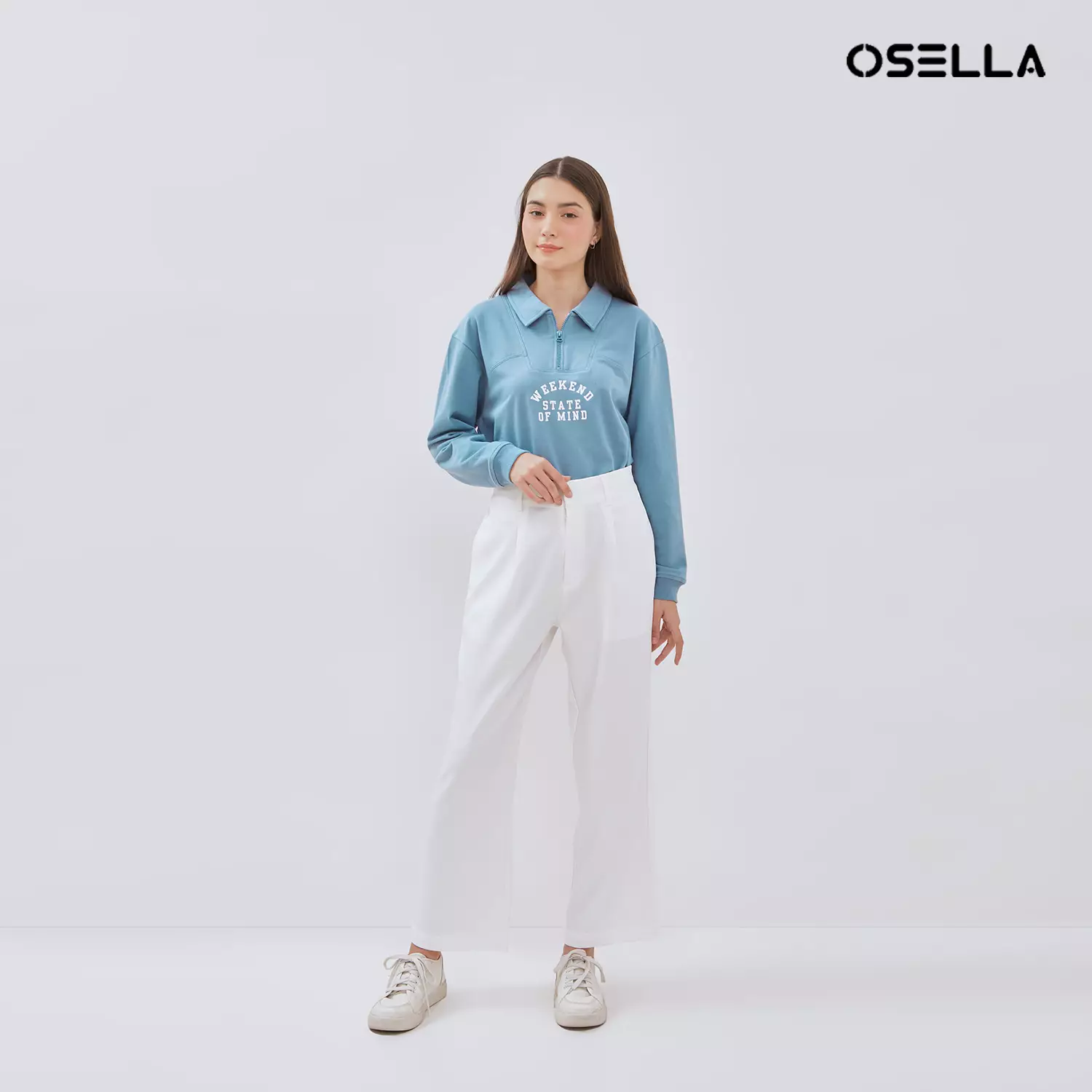 [NEW] Osella Kimmy Wide Leg High-Waist Trousers White 2181500501 | Celana Panjang Wanita