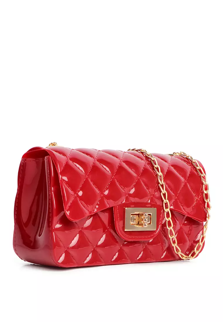 Buy London Rag Red Jelly Quilted Rectangular Sling Bag 2024 Online