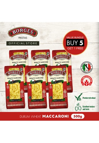 Borges [Borges] Quality Durum Wheat Pasta - Maccaroni 500g (Bundle of 6) 0FAFDESD67D2B9GS_1