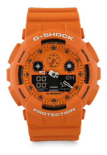 Jual G Shock Casio G Shock Jam Tangan Pria Orange Resin Ga 100rs 4adr Original Zalora Indonesia