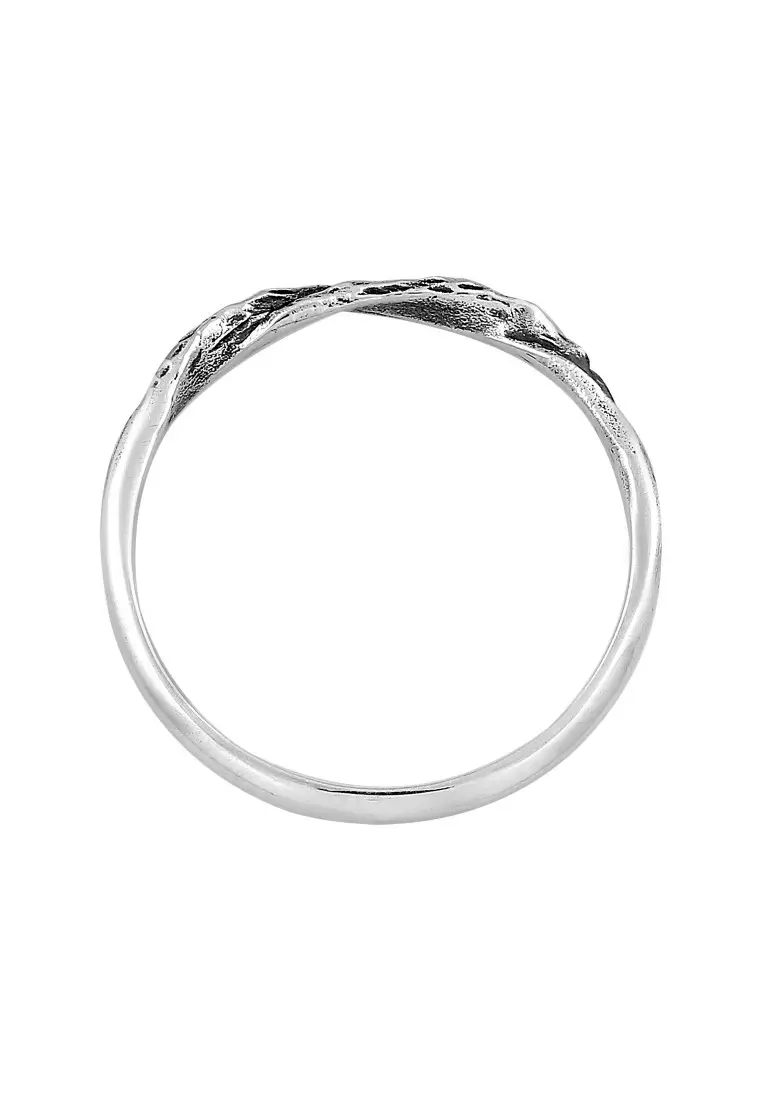 EXCLUSIVE Cincin Perhiasan Perak 925 Wanita Band Twisted Moment Oxidised